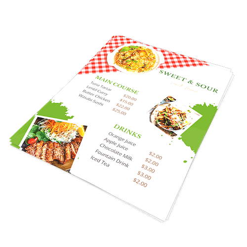 Menus | Single Sheet